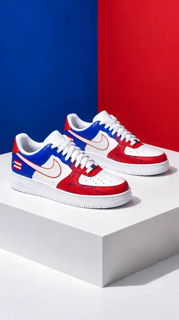 Puerto Rico Red Blue Splatter AF1
