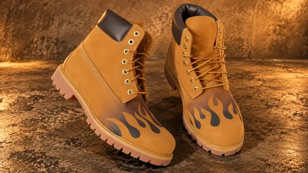 Wheat Flame Timberlands — full-pair product view